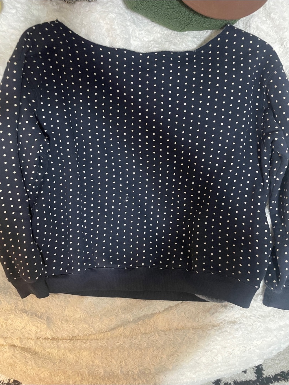 Wild Fable Navy Polka Dot Off-The-Shoulder Sweatshirt | XXL - Picture 6 of 8